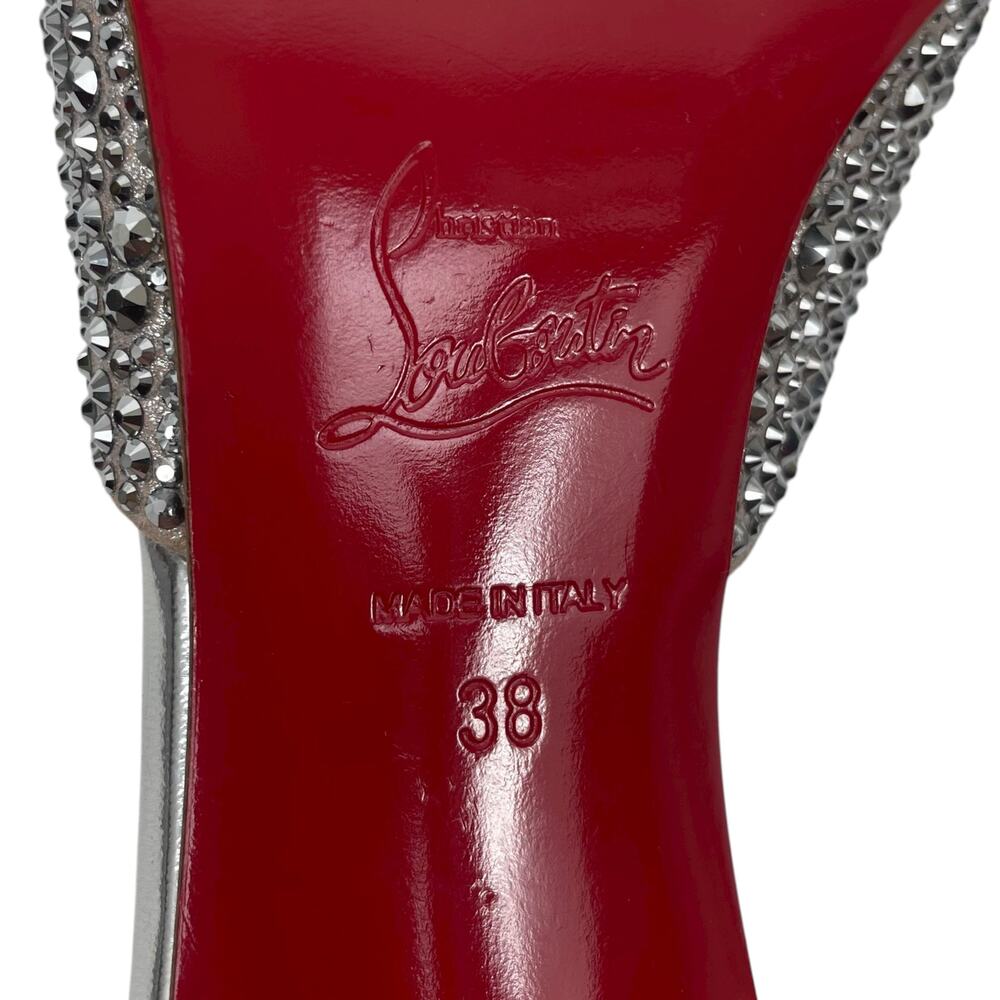 Christian Louboutin Me Dolly Strass 100mm Crystal Mules Silver Size 38 - Picture 14 of 15
